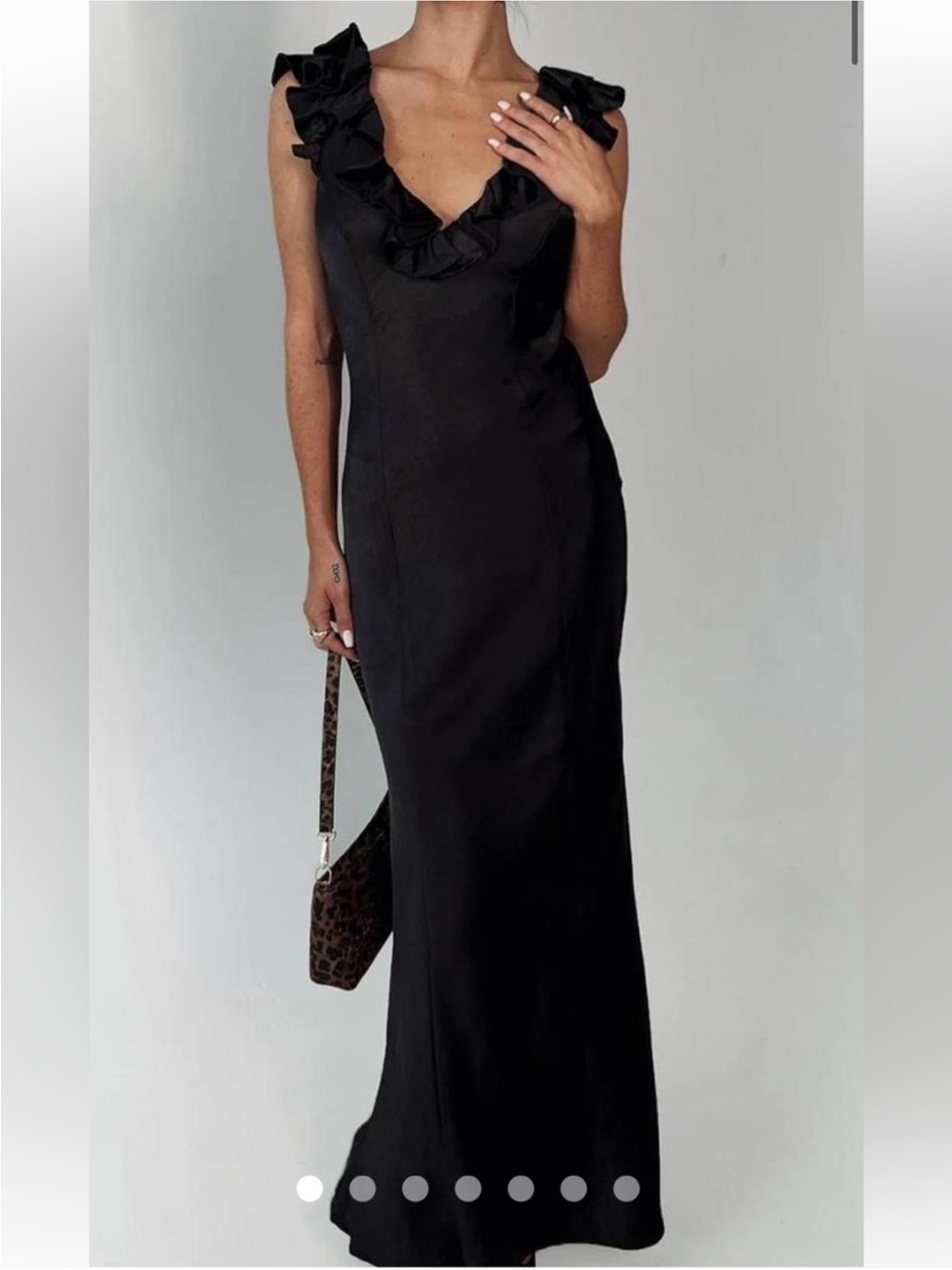Princess Polly Black Ruffle V-Neck Maxi Dress